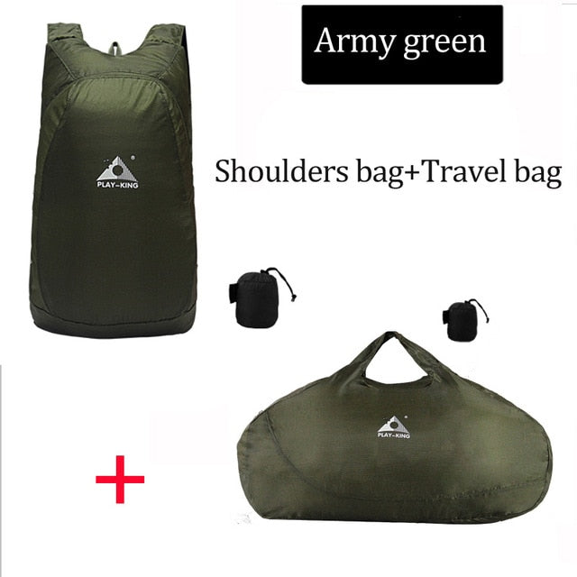 Foldable Pocket Backpack / Travel Bag 20L - Army Green 2PCS - Folding Backpack - //
