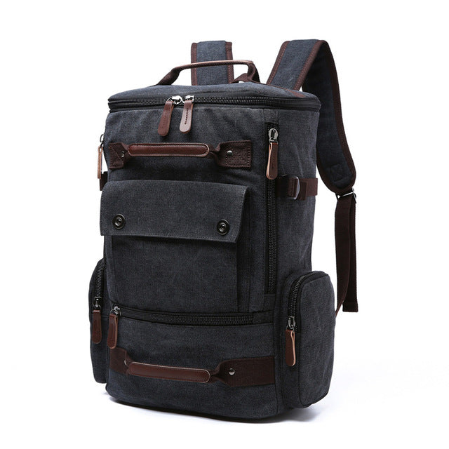 Vintage High Quality Canvas Travel Backpack - Black - Backpack - //