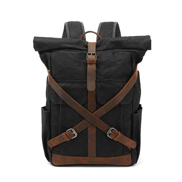 Urban X Waxed Canvas Travel Backpack - Black - Backpack - //