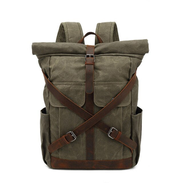 Urban X Waxed Canvas Travel Backpack - Army Green - Backpack - //