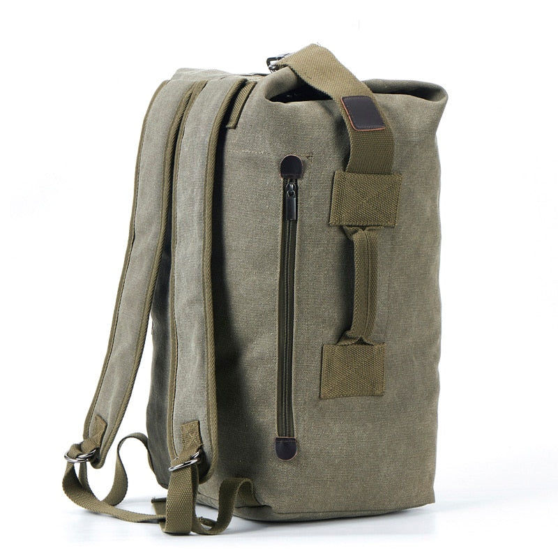 Large Capacity Duffel Rucksack + Backpack Canvas Bucket Shoulder Bag - Duffel Bag - //