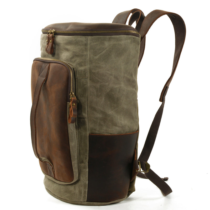 Retro Cylindrical Travel Laptop Communting Canvas Backpack Bag - backpack - //