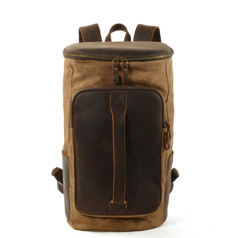Retro Cylindrical Travel Laptop Communting Canvas Backpack Bag - backpack - //