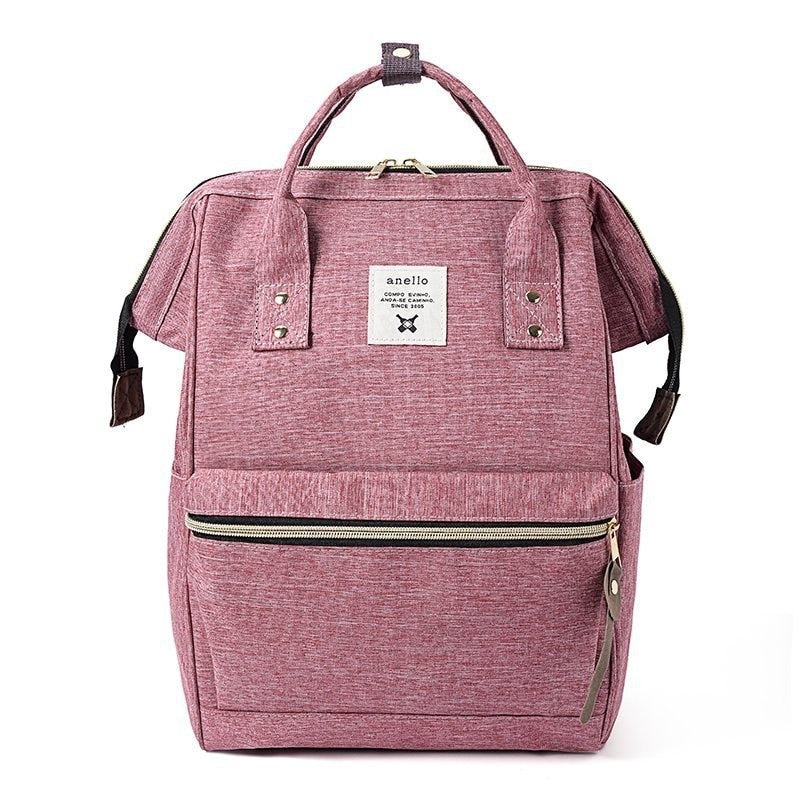 Contrast Color Women's Bag Double Shoulder Multifunctional Bag - Pink - Backpack - //