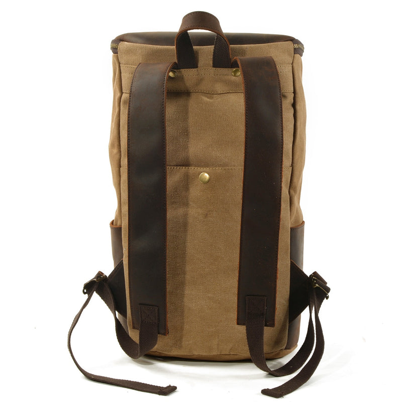 Retro Cylindrical Travel Laptop Communting Canvas Backpack Bag - backpack - //