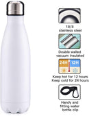 H+H 500ml Insulated Water Bottle BPA Free, Leak-Proof in White - Bottle - Hunter + Hudson