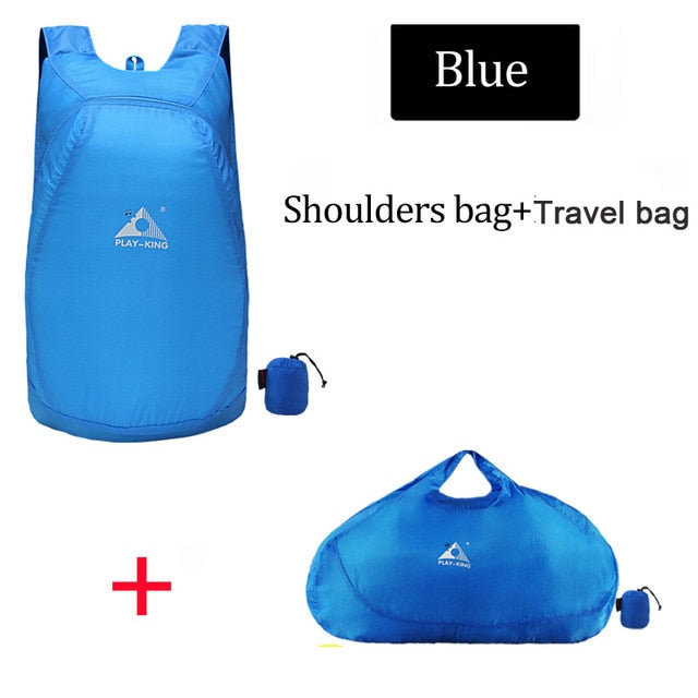 Foldable Pocket Backpack / Travel Bag 20L - Blue 2PCS - Folding Backpack - //