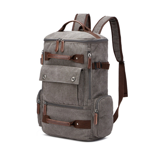Vintage High Quality Canvas Travel Backpack - Gray - Backpack - //