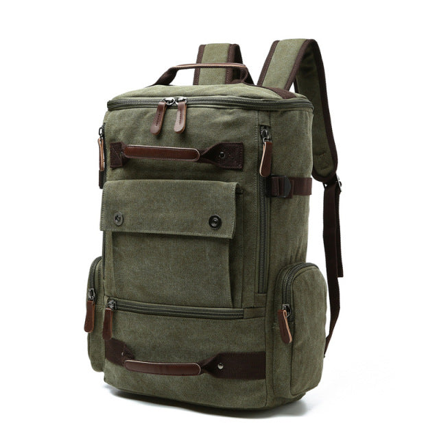 Vintage High Quality Canvas Travel Backpack - Green - Backpack - //