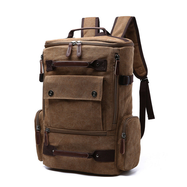 Vintage High Quality Canvas Travel Backpack - Coffee - Backpack - //