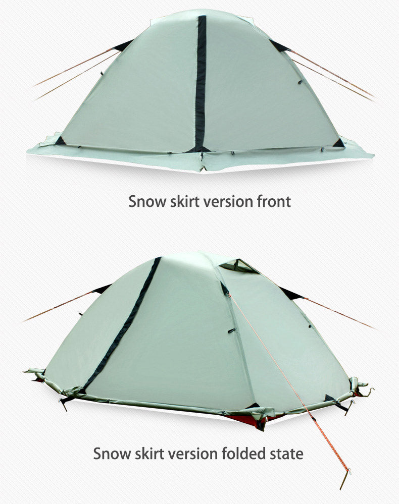 Double-layer 7000PU 2 Person Snow Tent - Green With Snow Skirt - Tent - //