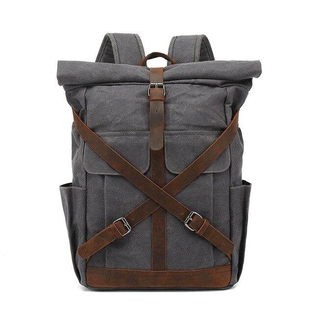 Urban X Waxed Canvas Travel Backpack - Gray - Backpack - //