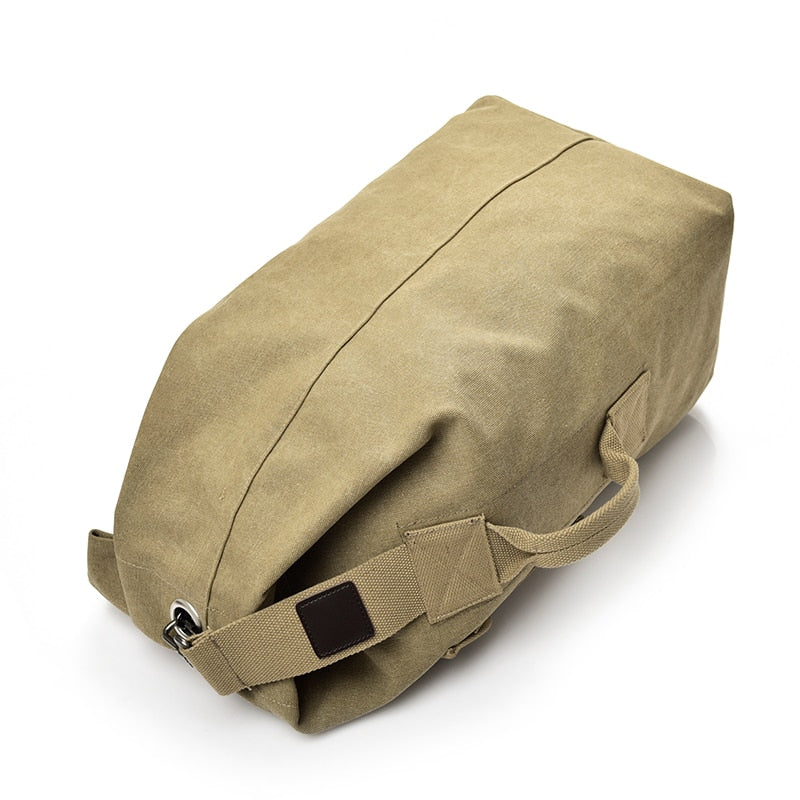 Large Capacity Duffel Rucksack + Backpack Canvas Bucket Shoulder Bag - Duffel Bag - //