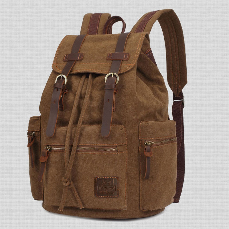 Vintage Canvas Travel Backpack With Wallet Set - Backpack - //