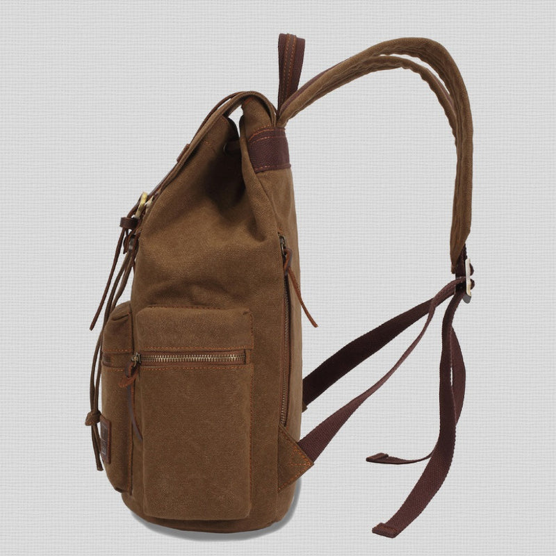 Vintage Canvas Travel Backpack With Wallet Set - Backpack - //