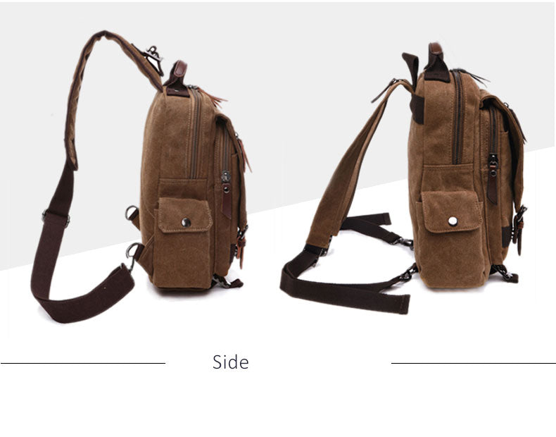 Small Canvas Shoulder Multifunctional Messenger Travel Backpack - Messenger Bag - //