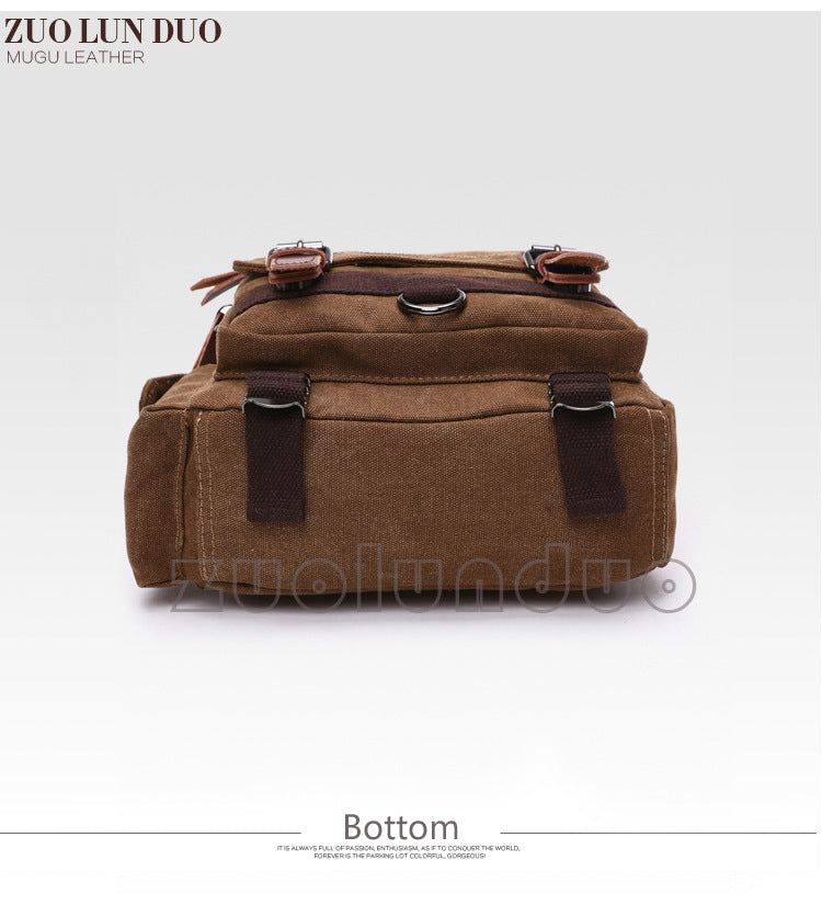 Small Canvas Shoulder Multifunctional Messenger Travel Backpack - Messenger Bag - //