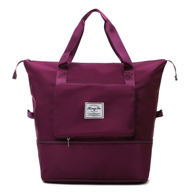 Foldable Large Capacity Travel Handbag - Wine Red - Handbag - //