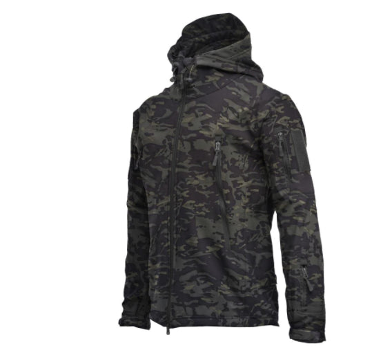 All Season Waterproof Hooded Outdoor Windbreaker - Dark camouflage / XL - Windbreaker - //